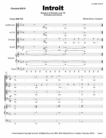 Introit From Requiem Of Emmett Till Movement No 1 Sheet Music