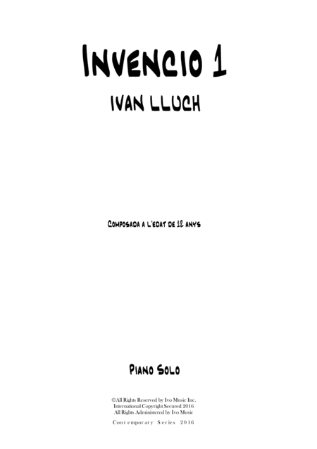 Invenci 1 Sheet Music