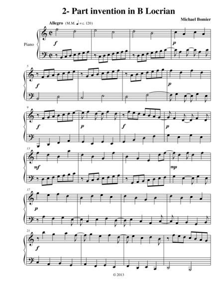 Invention In B Locrian From 9 Modal Inventions Sheet Music