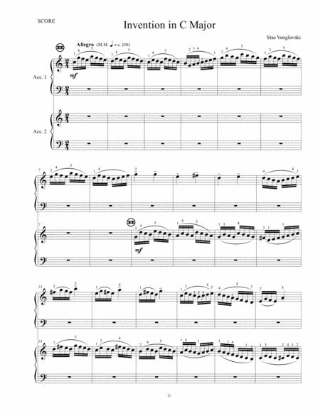 Invention In C Major Accordion Duet Sheet Music