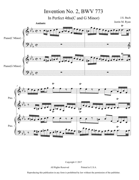 Free Sheet Music Invention No 2 Bwv 773