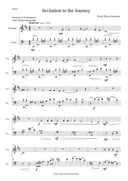 Invitation Au Voyage Invitation To The Journey For Clarinet And Cello Sheet Music