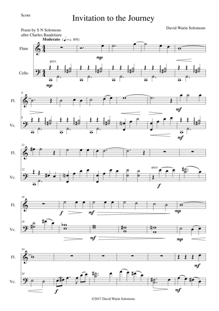 Free Sheet Music Invitation Au Voyage Invitation To The Journey For Flute And Cello