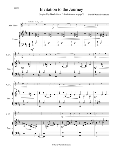 Free Sheet Music Invitation To The Journey For Alto Flute And Piano