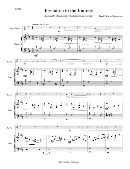 Invitation To The Journey For Alto Flute And Piano Sheet Music