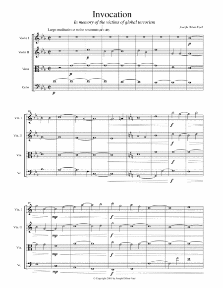 Invocation For String Orchestra Or String Quartet Or Synthesizers Sheet Music