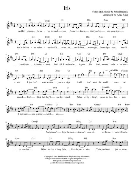 Free Sheet Music Iris Violin Solo