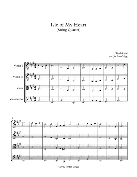 Isle Of My Heart String Quartet Sheet Music