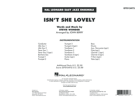 Isnt She Lovely Arr John Berry Conductor Score Full Score Sheet Music