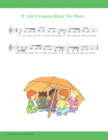 Free Sheet Music It Aint Gonna Rain No More