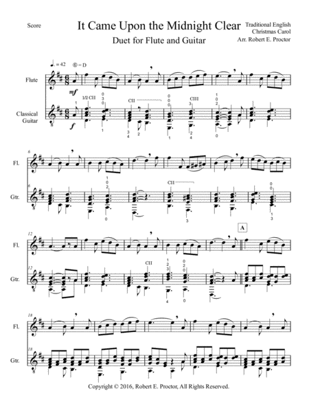 It Came Upon A Midnight Clear Duet For Flute And Guitar Sheet Music