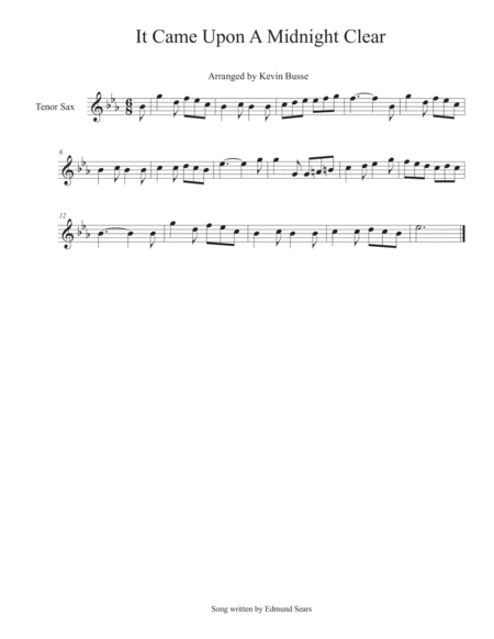 It Came Upon A Midnight Clear Tenor Sax Sheet Music