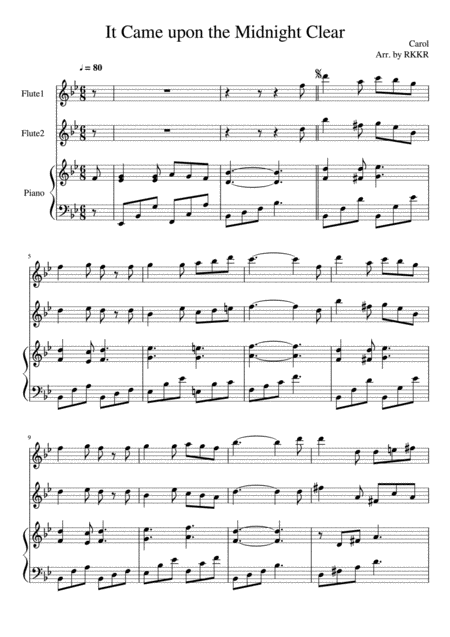 It Came Upon The Midnight Clear Flute Duet Sheet Music