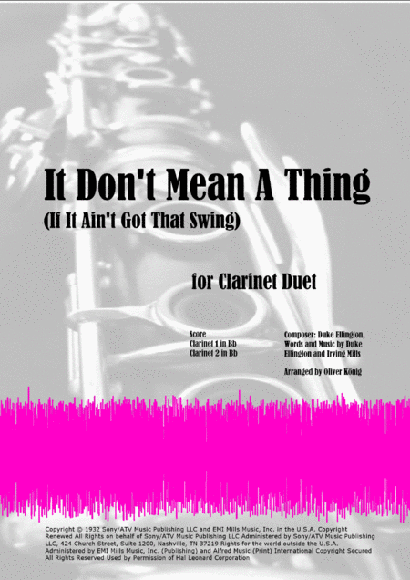 It Dont Mean A Thing If It Aint Got That Swing For Clarinet Duet Sheet Music