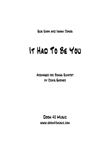 It Had To Be You For Brass Quintet Sheet Music