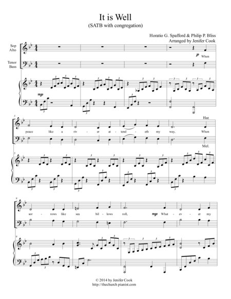 It Is Well Easy Satb Sheet Music