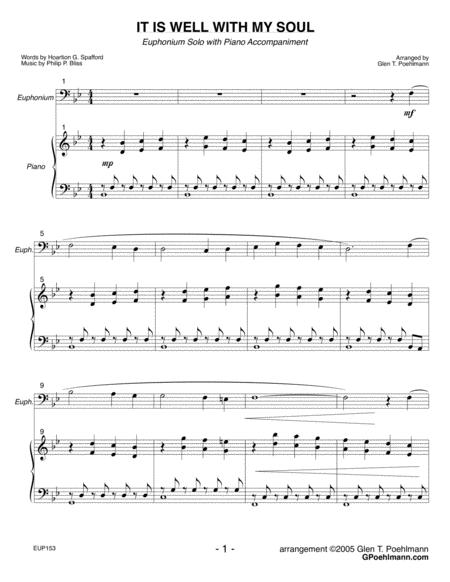 Free Sheet Music It Is Well With My Soul Euphonium Trombone Solo With Piano Accompaniment