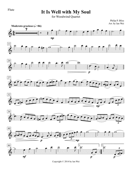 It Is Well With My Soul For Woodwind Quartet Sheet Music