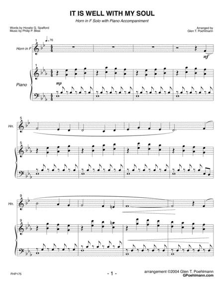 Free Sheet Music It Is Well With My Soul Horn In F Solo With Piano Accompaniment