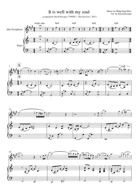 It Is Well With My Soul Piano Alto Sax Sheet Music