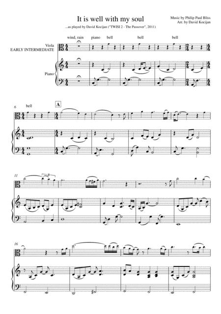 Free Sheet Music It Is Well With My Soul Piano Viola Early Intermediate