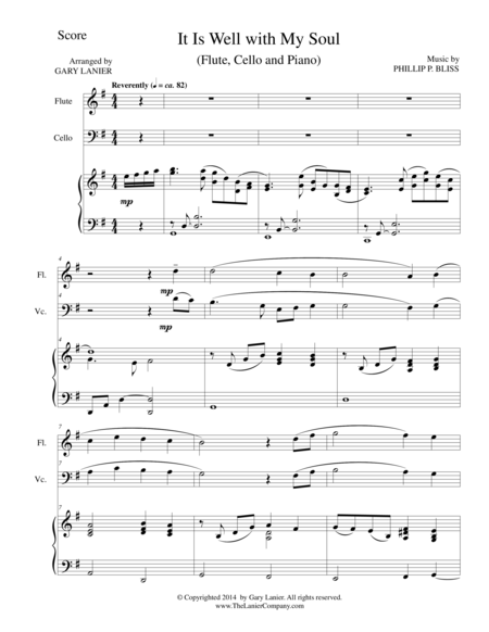 Free Sheet Music It Is Well With My Soul Trio For Flute Cello And Piano With Parts