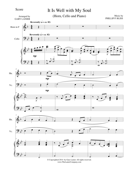 It Is Well With My Soul Trio French Horn Cello Piano With Score And Parts Sheet Music