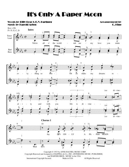 Free Sheet Music It Only A Paper Moon Female Barbershop Chorus