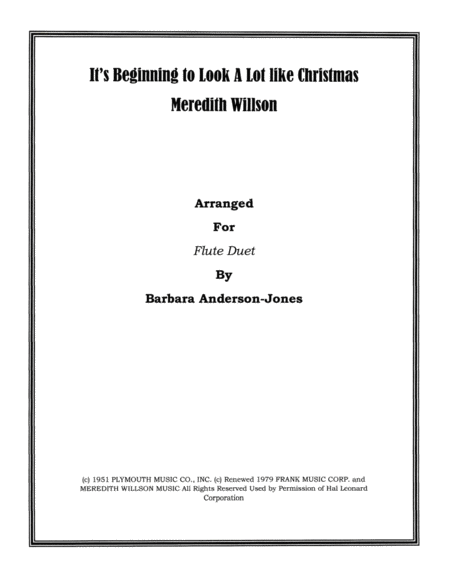 Free Sheet Music Its Beginning To Look Like Christmas Flute Duet