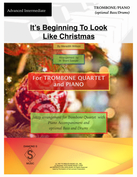 Free Sheet Music Its Beginning To Look Like Christmas Trombone Quartet And Piano