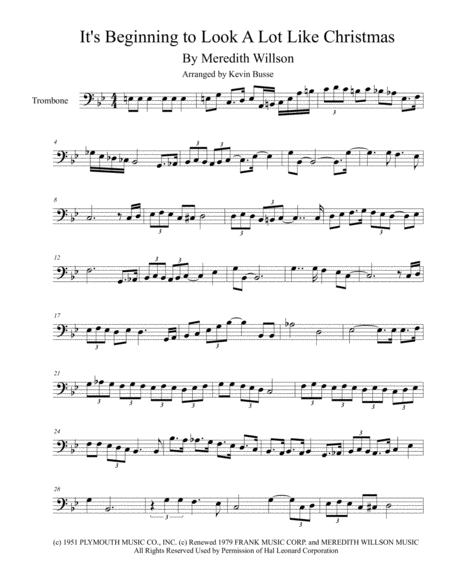 Its Beginning To Look Like Christmas Trombone Sheet Music