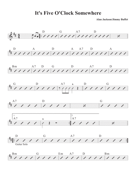 Its Five O Clock Somewhere Sheet Music