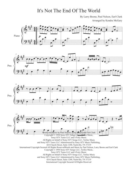 Its Not The End Of The World Sheet Music