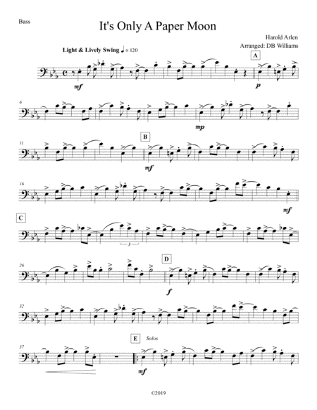 Its Only A Paper Moon Bass Sheet Music