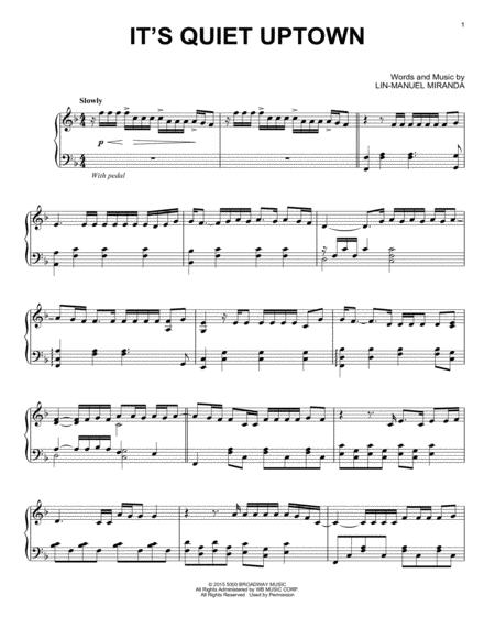 Free Sheet Music Its Quiet Uptown From Hamilton Arr David Pearl