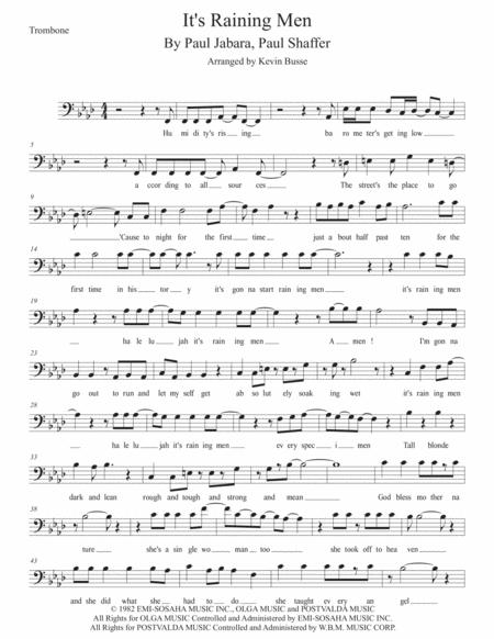 Its Raining Men Original Key Trombone Sheet Music