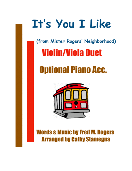 Its You I Like From Mister Rogers Neighborhood Violin Viola Duet Optional Piano Acc Sheet Music