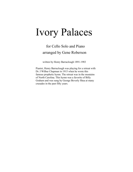 Free Sheet Music Ivory Palaces Cello And Piano Solo