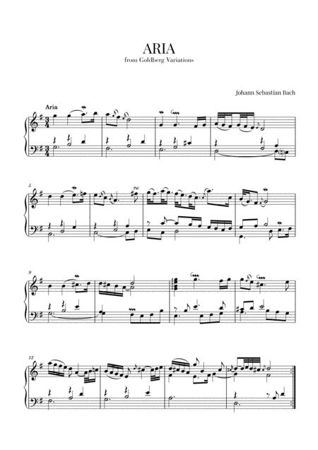 J Bach Aria From Goldberg Variations Bwv 988 Sheet Music