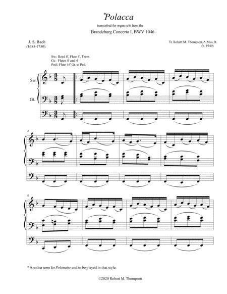 Free Sheet Music J Bach Polacca Polonaise For Organ