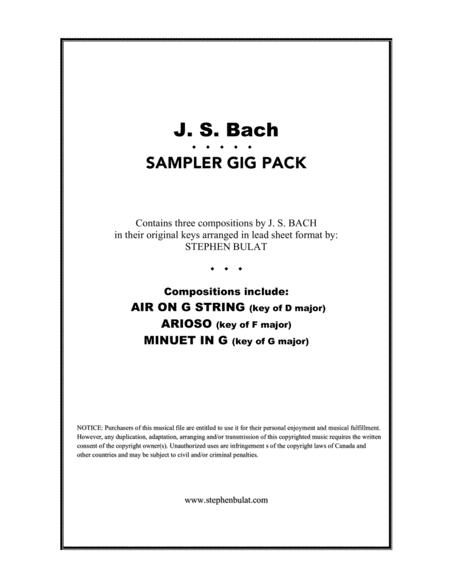 J Bach Sampler Gig Pack Three Selections Air On G String Arioso Minuet In G Arranged In Lead Sheet Format Sheet Music