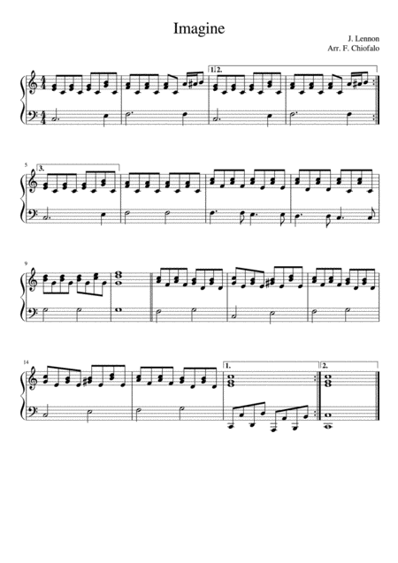 J Lennon Imagine Piano Accompaniment Sheet Music