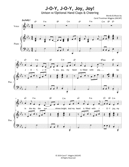 Free Sheet Music J O Y J O Y Joy Joy