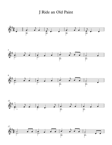 Free Sheet Music J Ride An Old Paint American Traditional Song