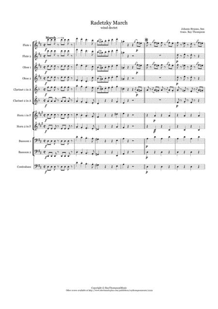 Free Sheet Music J Strauss Radetsky March Wind Dectet