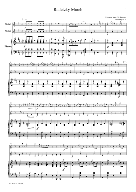 J Strauss Radetzky March For 2 Violins Piano Vn214 Sheet Music