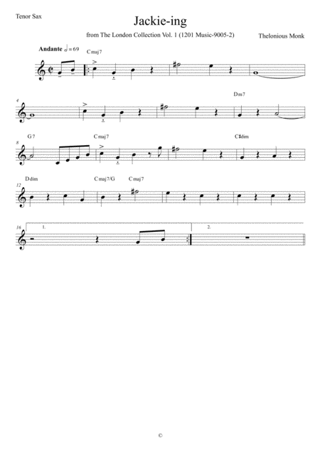 Free Sheet Music Jackie Ing Tenor Sax