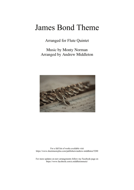 James Bond Theme Arranged For Flute Quintet Sheet Music