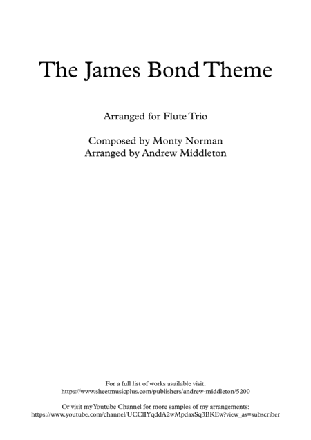 James Bond Theme Arranged For Flute Trio Sheet Music