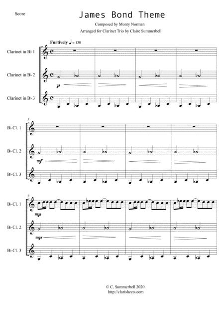 James Bond Theme Easy Clarinet Trio Sheet Music